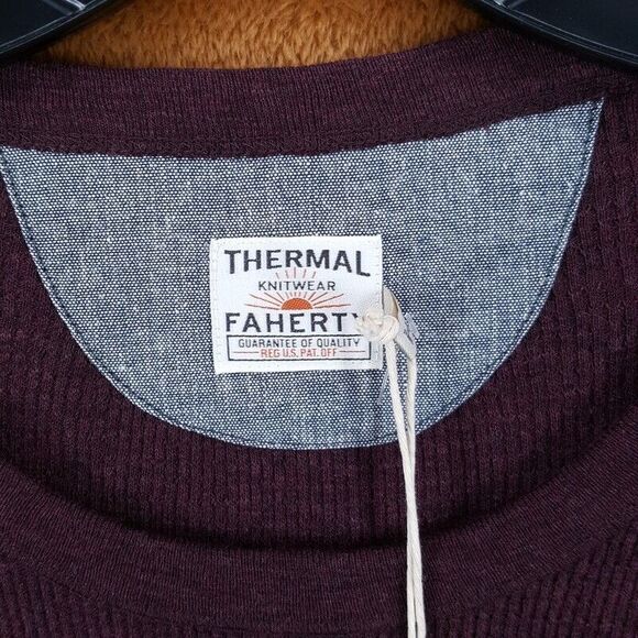 FAHERTY Shirt Mens XXL Burgundy Pullover Surplus Waffle Crew Merlot Thermal $98 - Picture 2 of 7